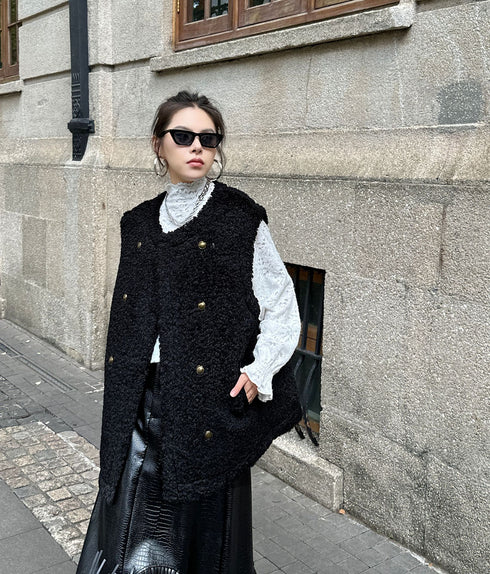 Textured Double Button Vest